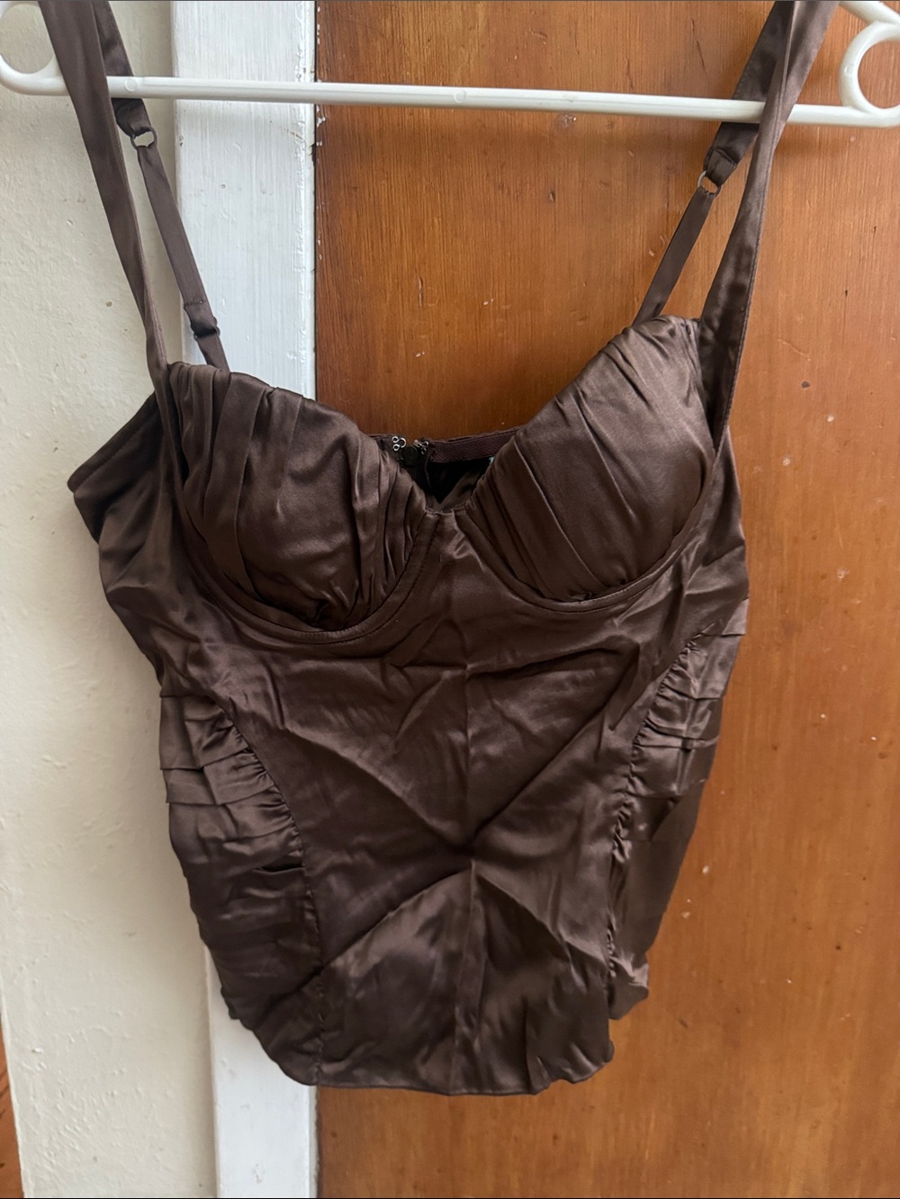 Marciano Chocolate Brown Satin Bustier Top